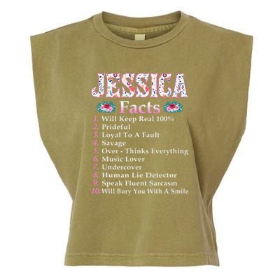 Jessica First Name Jessica Facts Floral Garment-Dyed Women's Muscle Tee