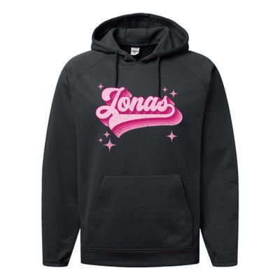 Jonas First Names Vintage Distressed Retro Style Performance Fleece Hoodie