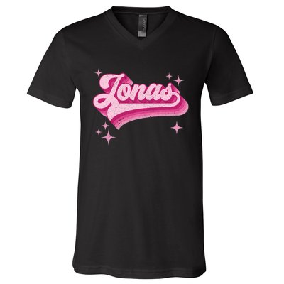 Jonas First Names Vintage Distressed Retro Style V-Neck T-Shirt