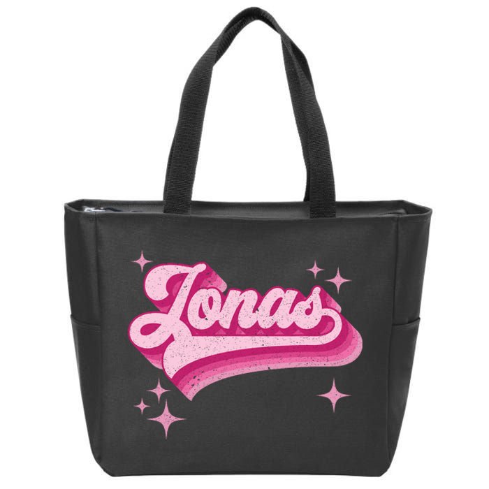 Jonas First Names Vintage Distressed Retro Style Zip Tote Bag