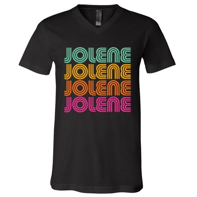 Jolene First Name Cute Retro Vintage I Love 70s 80s Style V-Neck T-Shirt