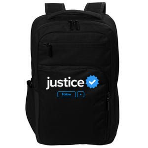 Justice First Name Verified Badge Social Media Justice Gift Impact Tech Backpack