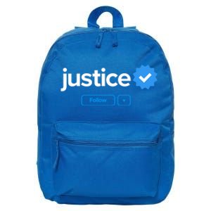 Justice First Name Verified Badge Social Media Justice Gift 16 in Basic Backpack