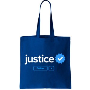 Justice First Name Verified Badge Social Media Justice Gift Tote Bag