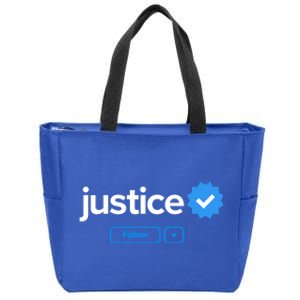 Justice First Name Verified Badge Social Media Justice Gift Zip Tote Bag