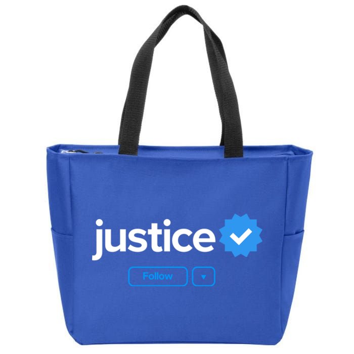 Justice First Name Verified Badge Social Media Justice Gift Zip Tote Bag