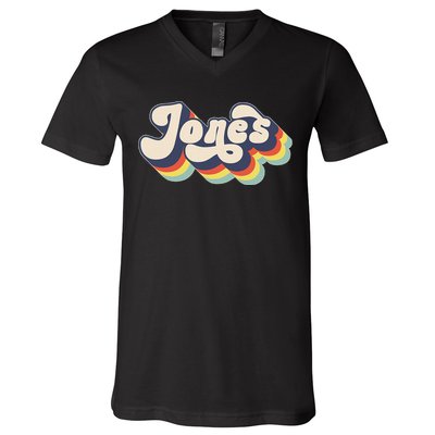 Jones Family Name Personalized Surname V-Neck T-Shirt