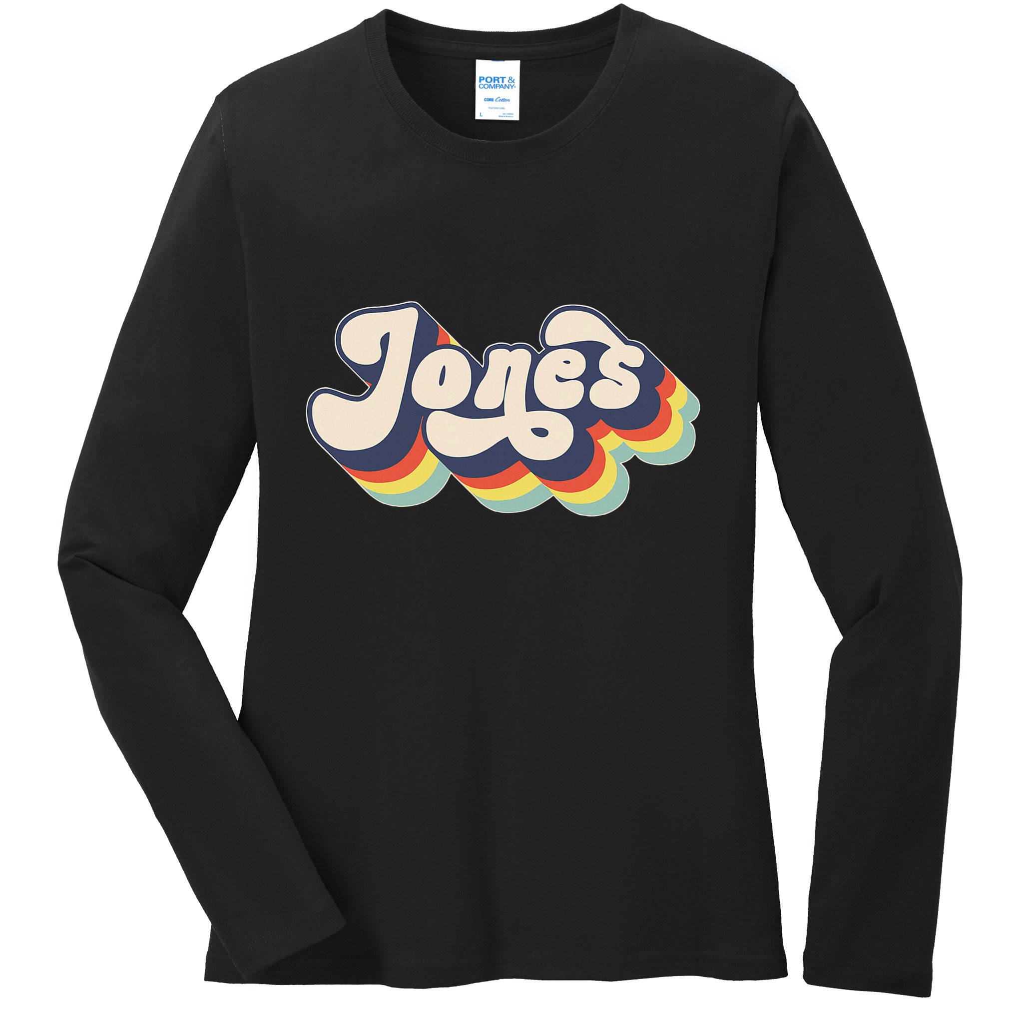 Jones Family Name Personalized Surname Ladies Long Sleeve Shirt