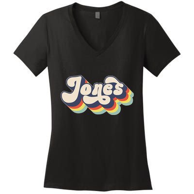 Jones Family Name Personalized Surname Women's V-Neck T-Shirt
