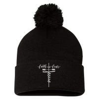 Jesus Faith Over Fear Christian Inspirational Graphic Tees Pom Pom 12in Knit Beanie