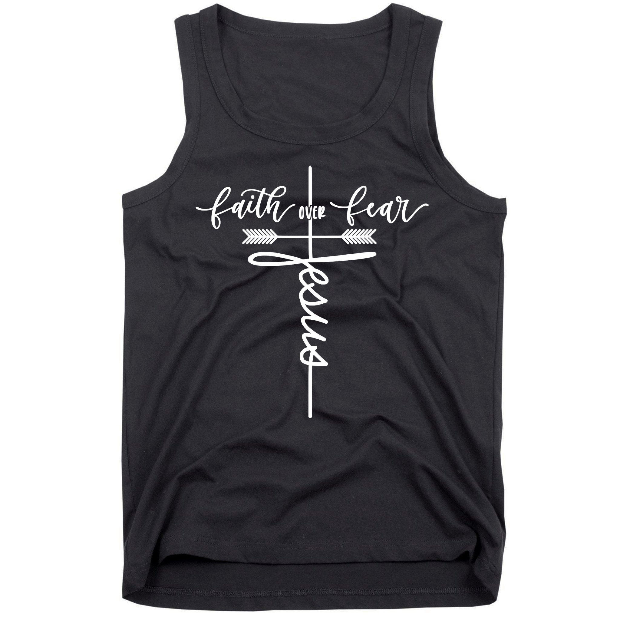 Jesus Faith Over Fear Christian Inspirational Graphic Tees Tank Top