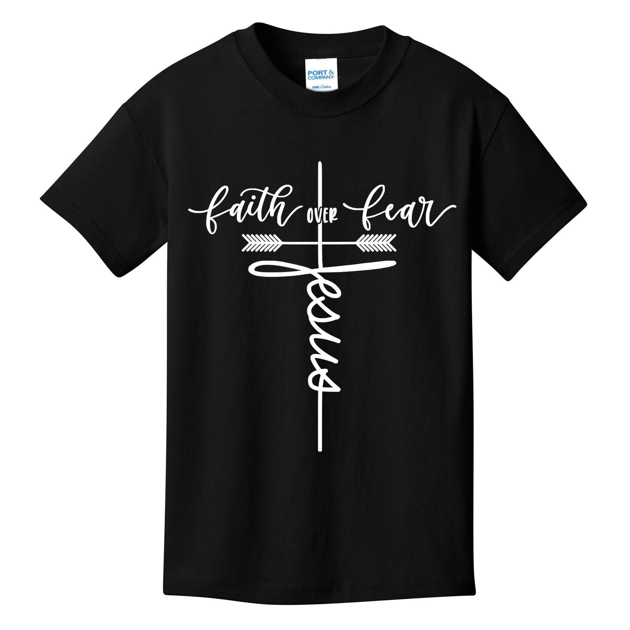 Jesus Faith Over Fear Christian Inspirational Kids T-Shirt
