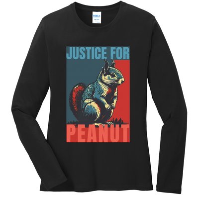 Justice For Peanut The Squirrel Peanut Squirrel Ladies Long Sleeve Shirt