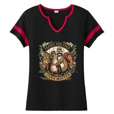 Justice For Peanut The Squirrel And Fred The Raccon Ladies Halftime Notch Neck Tee