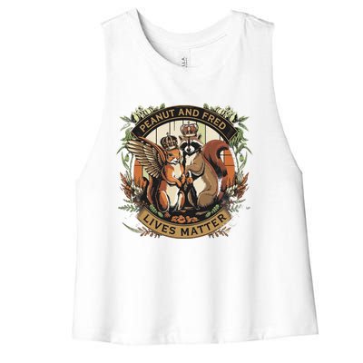 Justice For Peanut The Squirrel And Fred The Raccon Women's Racerback Cropped Tank