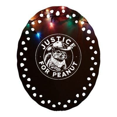 Justice For Peanut The Squirrel P’Nut Pnut Peanut Squirrel Ceramic Oval Ornament