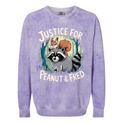 Justice For Peanut The Squirrel And Fred The Raccoon Colorblast Crewneck Sweatshirt