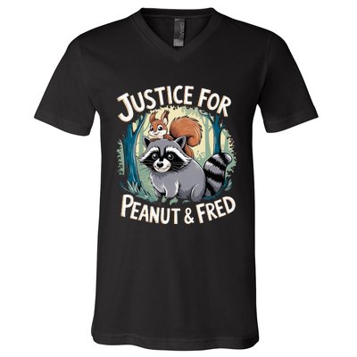 Justice For Peanut The Squirrel And Fred The Raccoon V-Neck T-Shirt