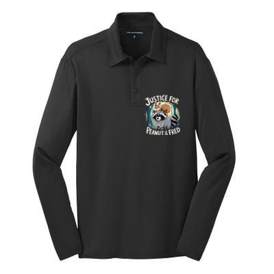 Justice For Peanut The Squirrel And Fred The Raccoon Silk Touch Performance Long Sleeve Polo