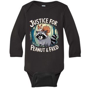 Justice For Peanut The Squirrel And Fred The Raccoon Baby Long Sleeve Bodysuit