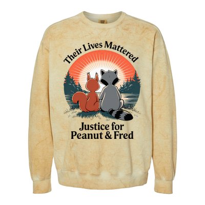 Justice For Peanut The Squirrel Justice For Fred The Raccoon Colorblast Crewneck Sweatshirt