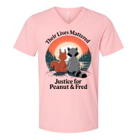 Justice For Peanut The Squirrel Justice For Fred The Raccoon V-Neck T-Shirt