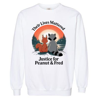 Justice For Peanut The Squirrel Justice For Fred The Raccoon Garment-Dyed Sweatshirt