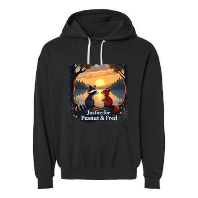 Justice For Peanut And Fred Peanut Squirrel Fred Raccoon Garment-Dyed Fleece Hoodie