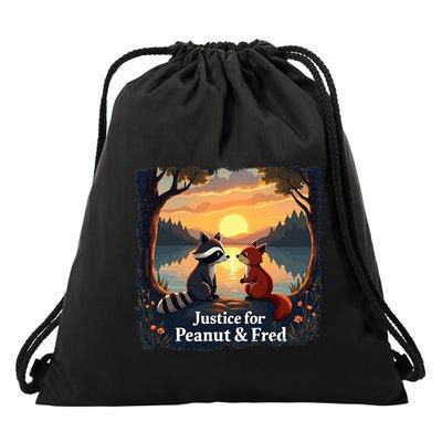 Justice For Peanut And Fred Peanut Squirrel Fred Raccoon Drawstring Bag