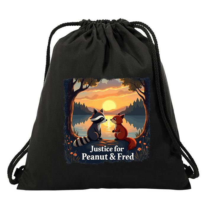Justice For Peanut And Fred Peanut Squirrel Fred Raccoon Drawstring Bag