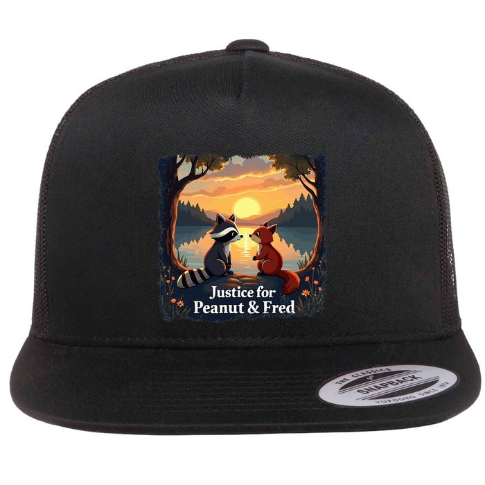 Justice For Peanut And Fred Peanut Squirrel Fred Raccoon Flat Bill Trucker Hat
