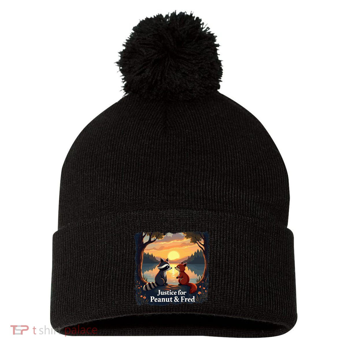 Justice For Peanut And Fred Peanut Squirrel Fred Raccoon Pom Pom 12in Knit Beanie