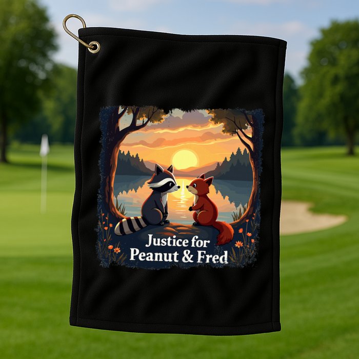 Justice For Peanut And Fred Peanut Squirrel Fred Raccoon Golf Towel