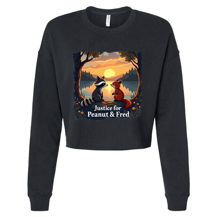 Justice For Peanut And Fred Peanut Squirrel Fred Raccoon Cropped Pullover Crew