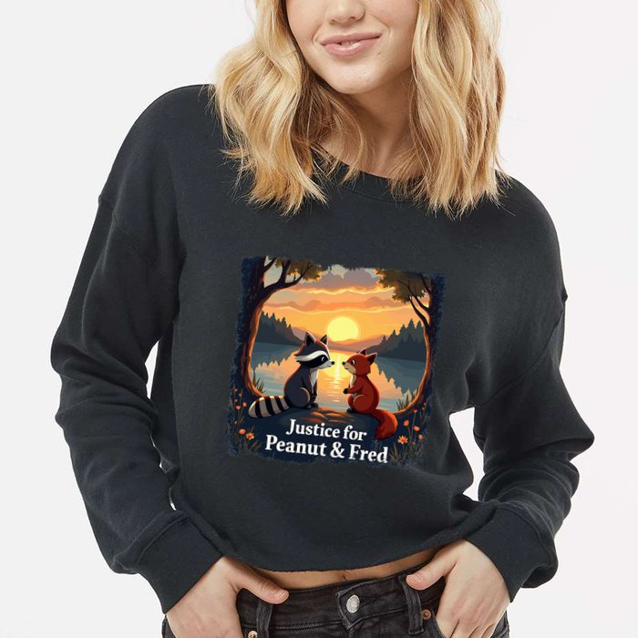 Justice For Peanut And Fred Peanut Squirrel Fred Raccoon Cropped Pullover Crew