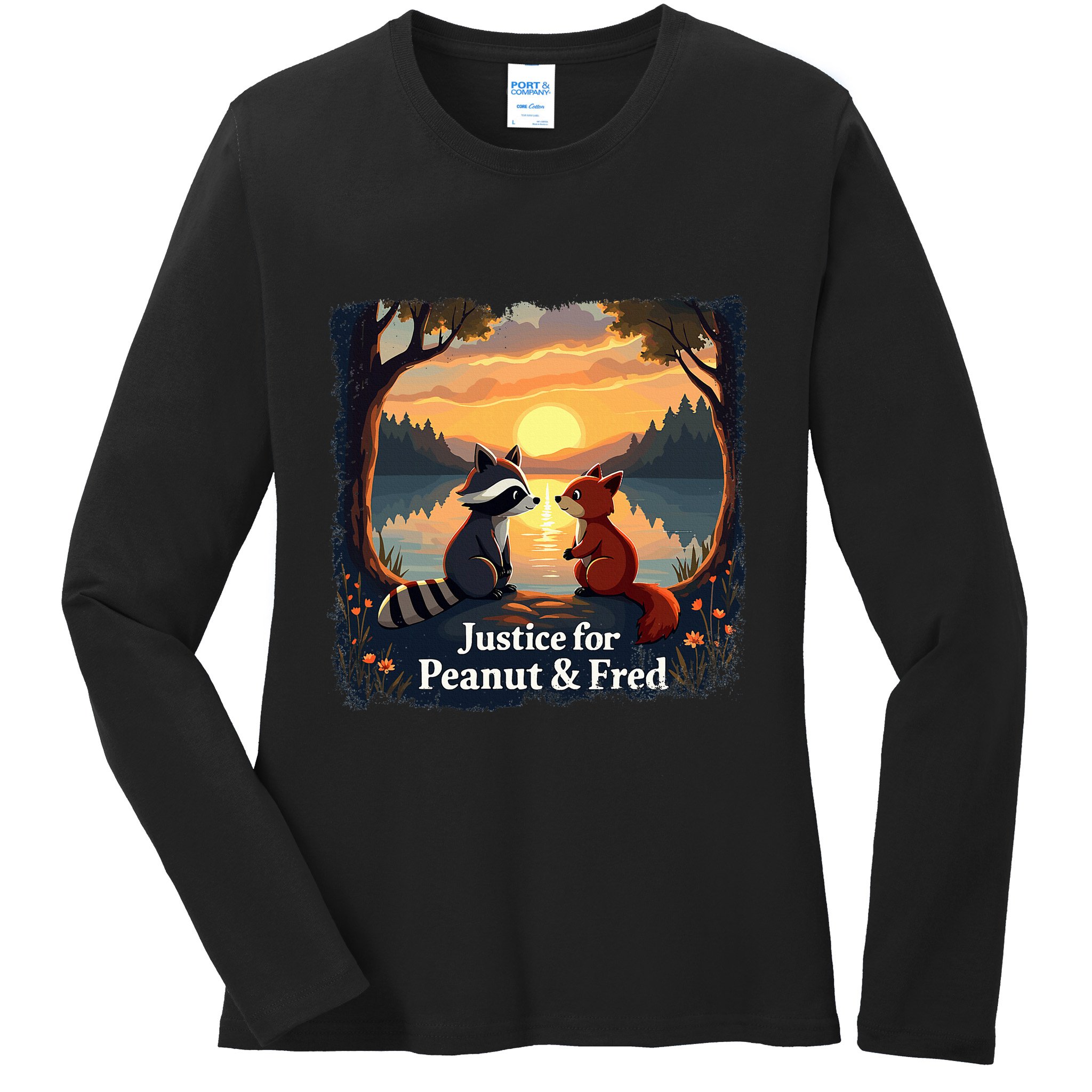 Justice For Peanut And Fred Peanut Squirrel Fred Raccoon Ladies Long Sleeve Shirt