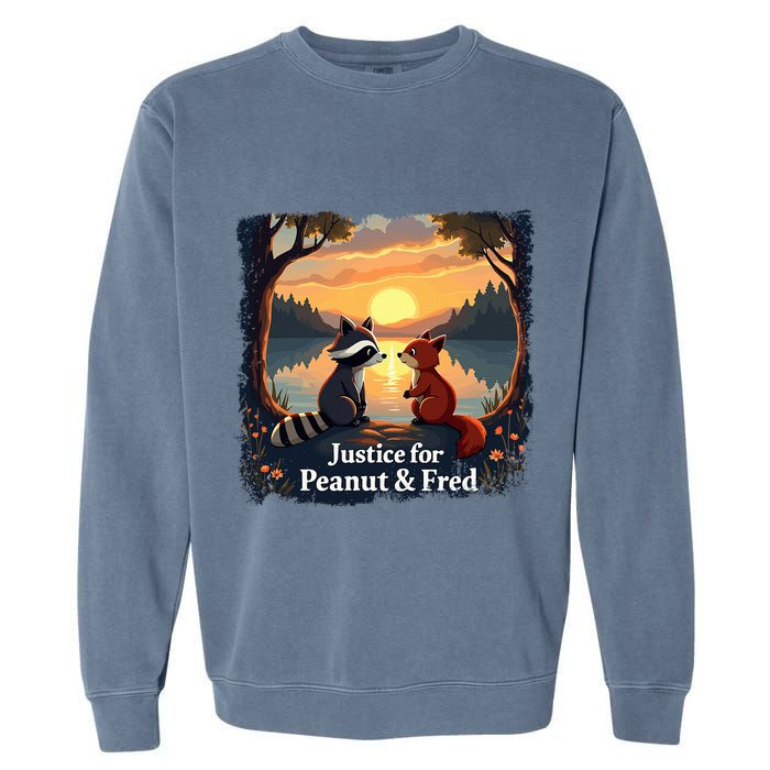 Justice For Peanut And Fred Peanut Squirrel Fred Raccoon Garment-Dyed Sweatshirt
