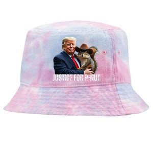 Justice For Peanut The Squirrel Wearing Maga Hat Tie-Dyed Bucket Hat