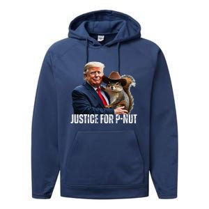 Justice For Peanut The Squirrel Wearing Maga Hat Performance Fleece Hoodie