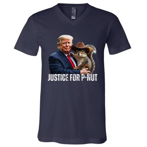 Justice For Peanut The Squirrel Wearing Maga Hat V-Neck T-Shirt