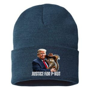 Justice For Peanut The Squirrel Wearing Maga Hat Sustainable Knit Beanie