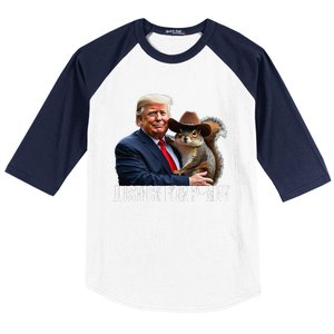 Justice For Peanut The Squirrel Wearing Maga Hat Baseball Sleeve Shirt