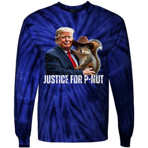 Justice For Peanut The Squirrel Wearing Maga Hat Tie-Dye Long Sleeve Shirt