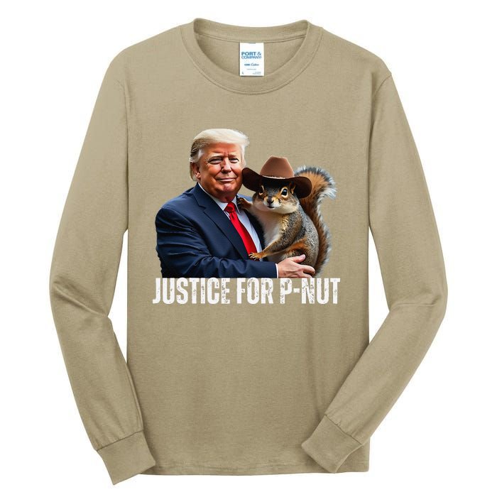 Justice For Peanut The Squirrel Wearing Maga Hat Tall Long Sleeve T-Shirt