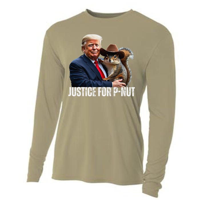 Justice For Peanut The Squirrel Wearing Maga Hat Cooling Performance Long Sleeve Crew