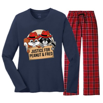 Justice For Peanut The Squirrel 2024 Women's Long Sleeve Flannel Pajama Set 