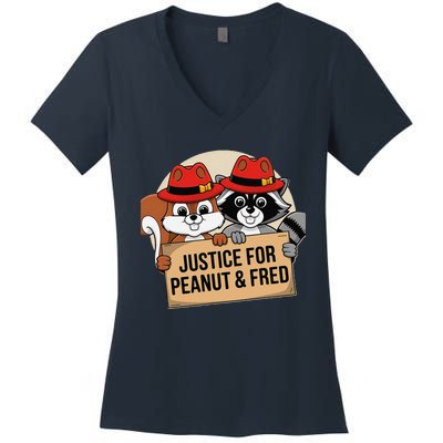 Justice For Peanut The Squirrel 2024 Women's V-Neck T-Shirt