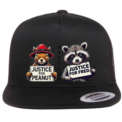 Justice For Peanut The Squirrel Justice For Fred The Raccoon Flat Bill Trucker Hat