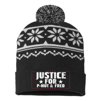 Justice For Pnut And Fred The Squirrel Peanut Justice USA-Made Snowflake Beanie