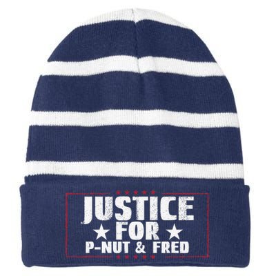 Justice For Pnut And Fred The Squirrel Peanut Justice Striped Beanie with Solid Band